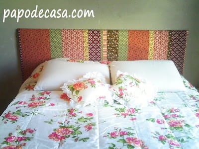 Cabeceira de cama de tecido chita decoração