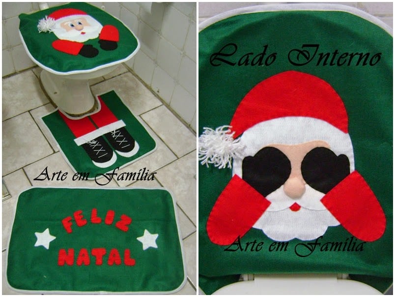 conjunto para banheiro de natal Artesanato de Natal