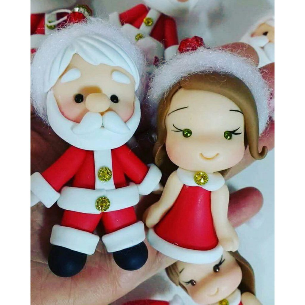 papai noel e mamãe noel de biscuit Artesanato de Natal 