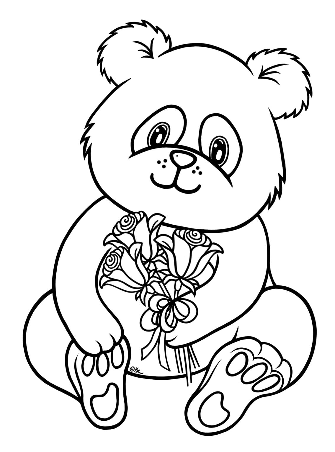 Desenho de Panda para colorir fácil - Imagem Kawaii Molde para
