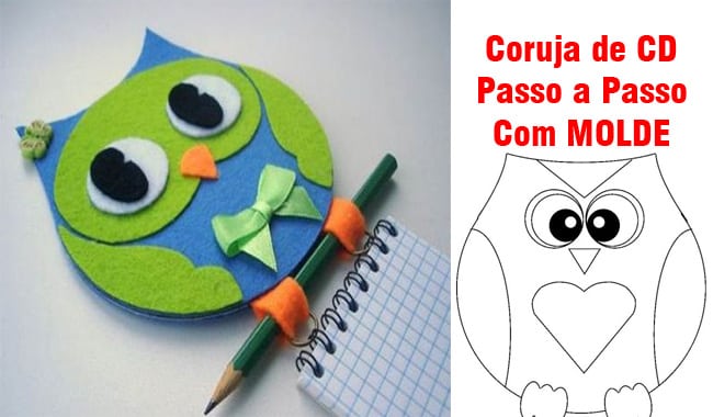 Como Fazer Coruja de feltro e CD Passo a Passo Com MOLDE