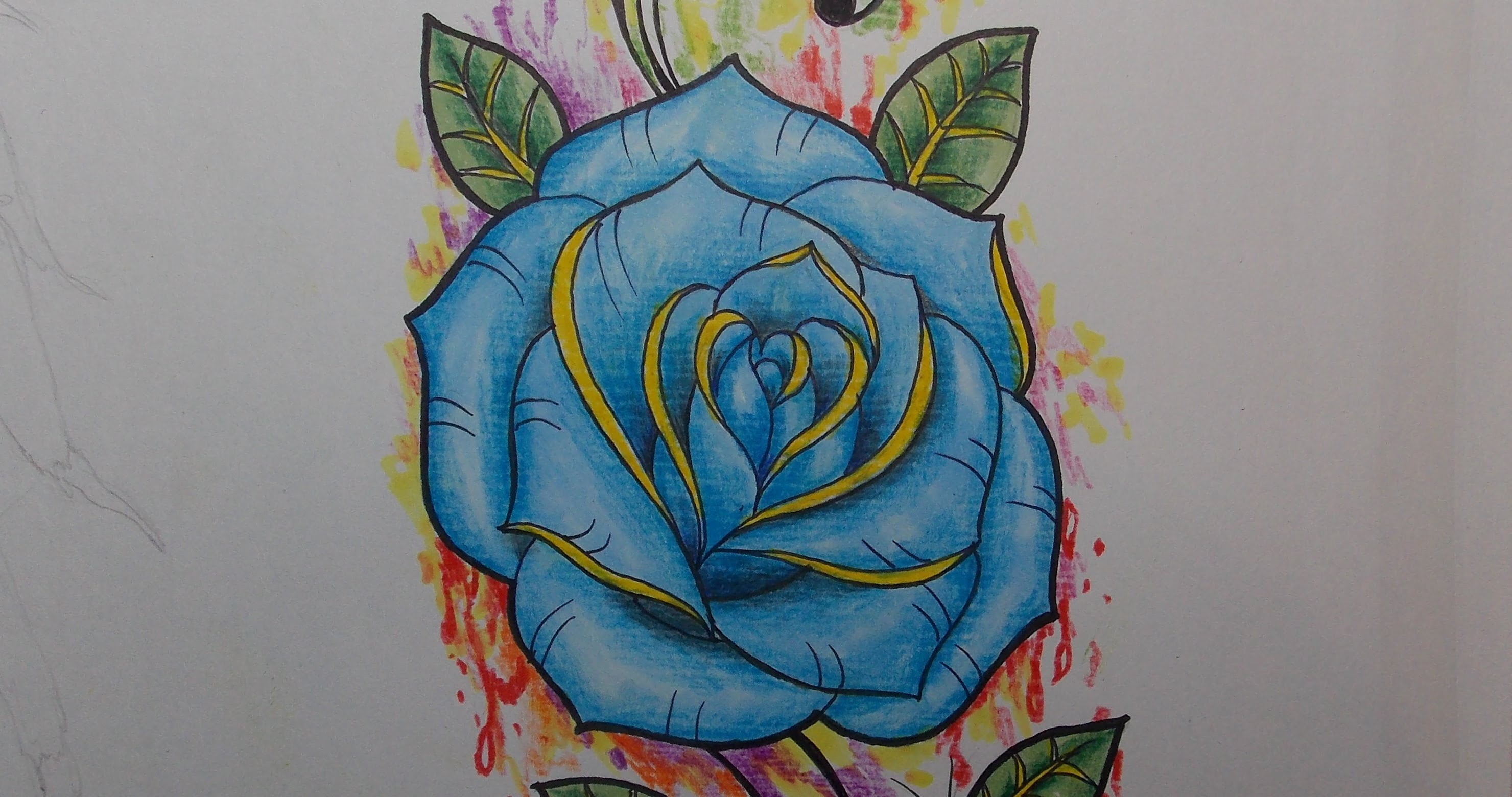 Desenhos de rosas para tattoo azul