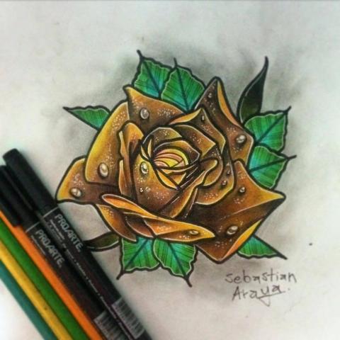 Desenhos de rosas para tattoo amarela