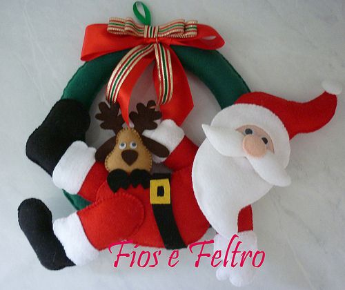 Papai noel de feltro guirlanda