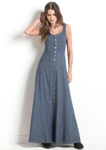 vestido jeans longo