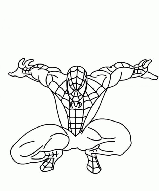 homem aranha desenho em posição de ataque