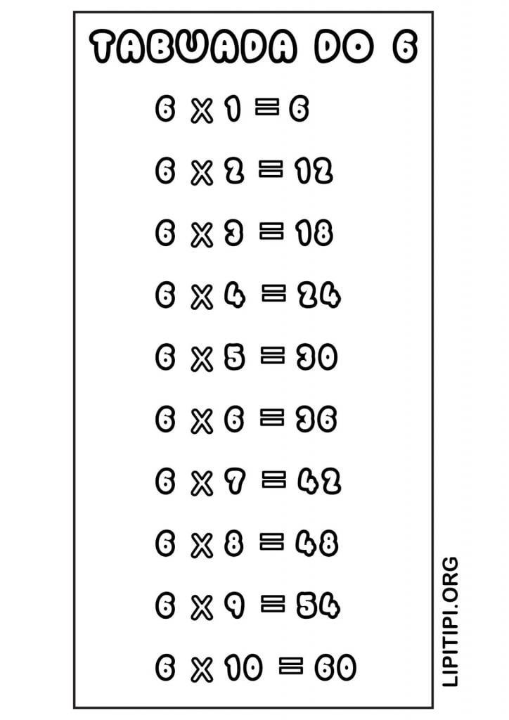 Tabuada do 6