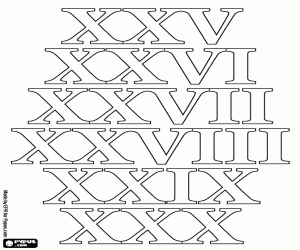 Números em algarismo romano para imprimir em fonte grande.