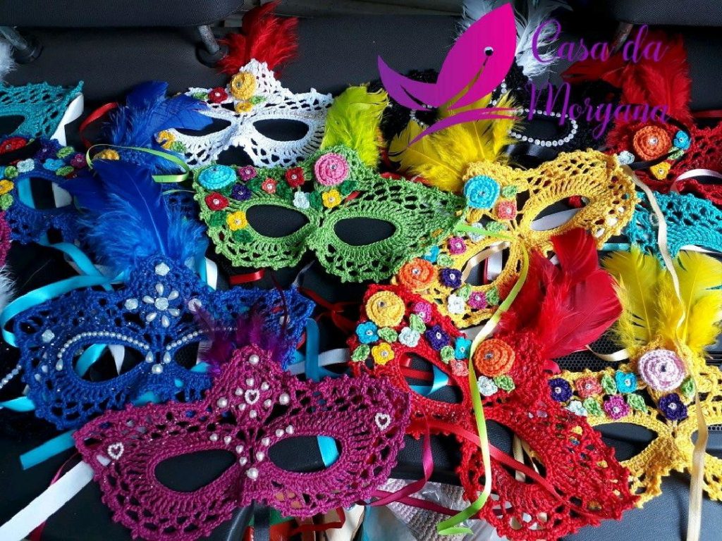 Máscaras de Carnaval de Crochê