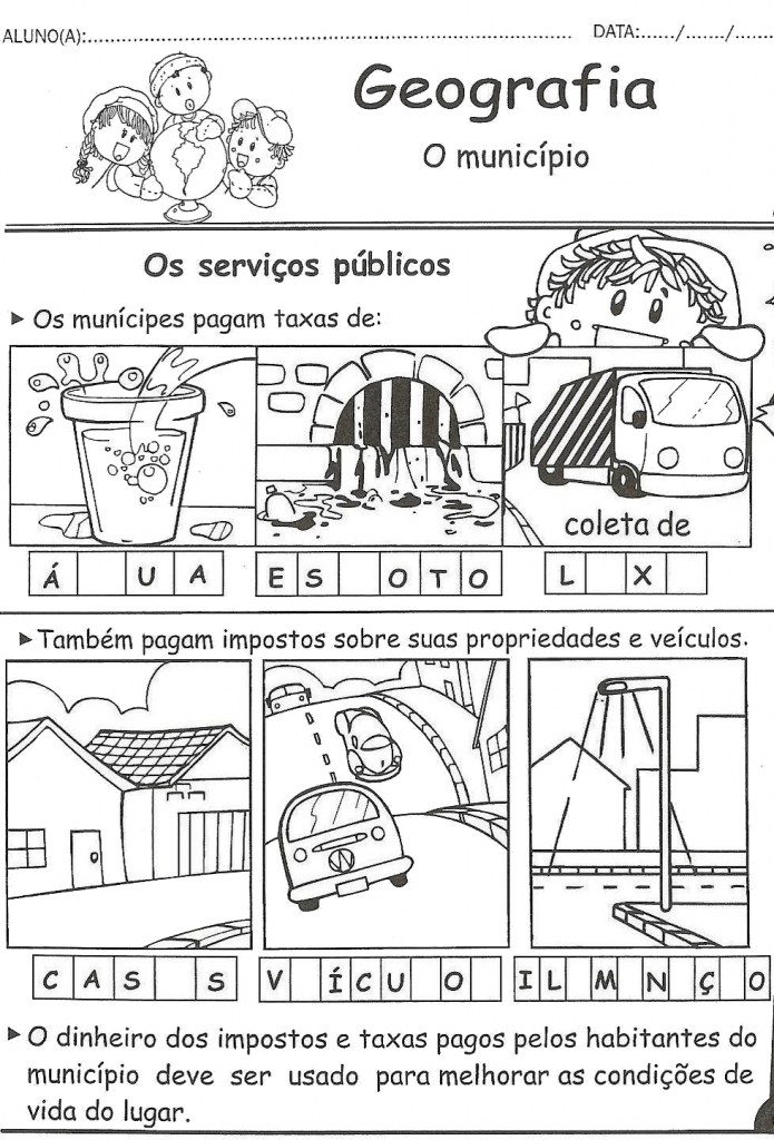 Atividade de Geografia 2º ano municipio e servicos publicos