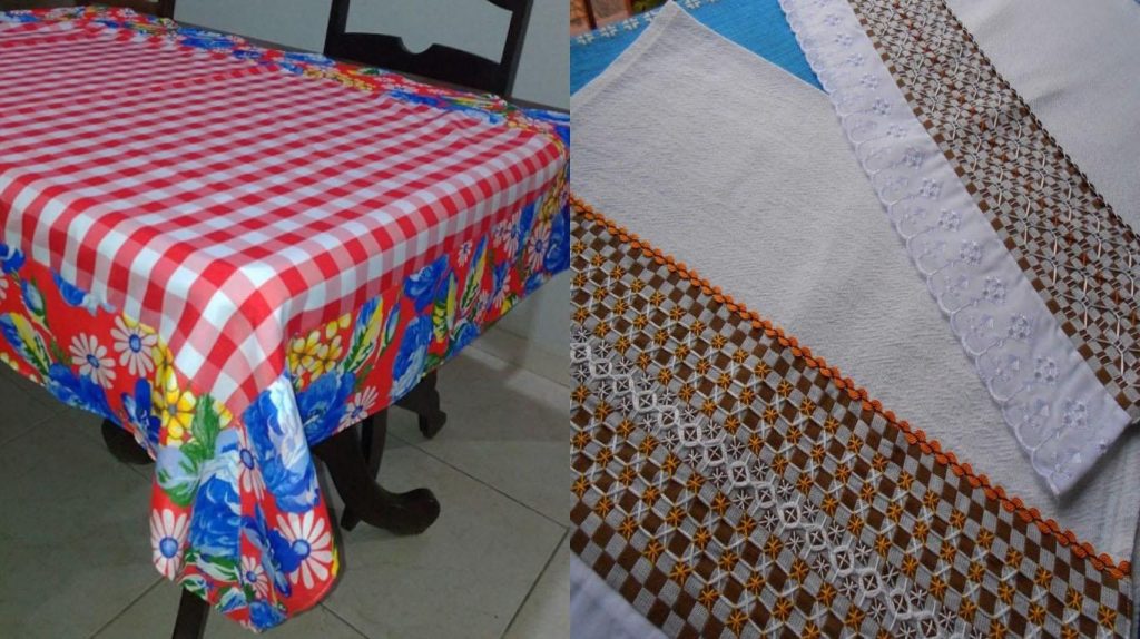 Toalha de Mesa Xadrez Quadriculada no Bordado