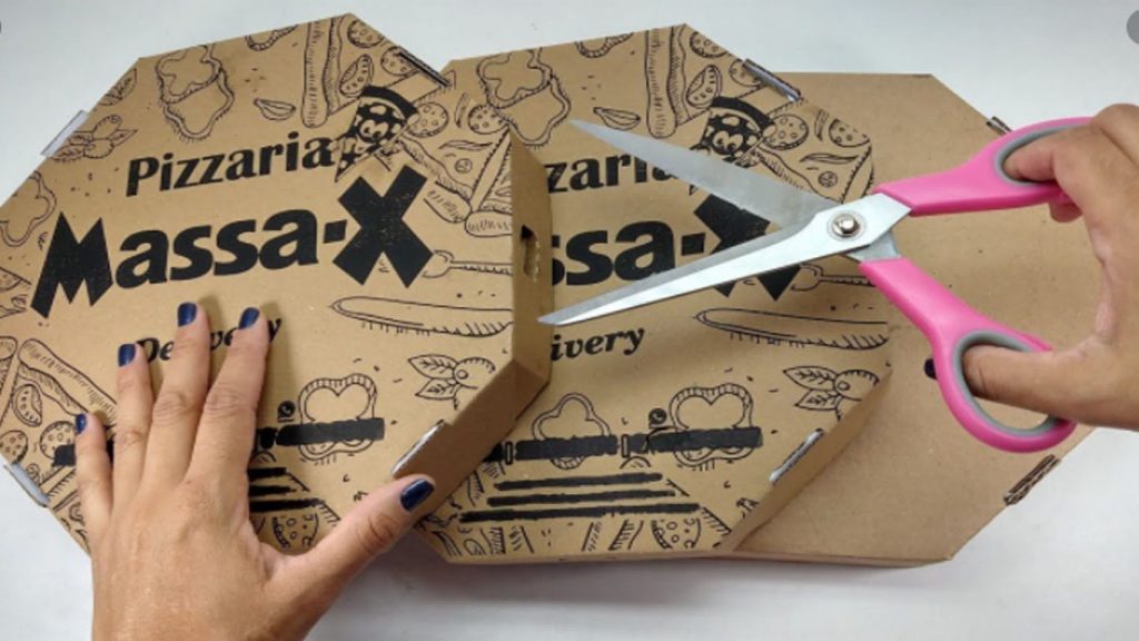 artesanato com caixa de pizza