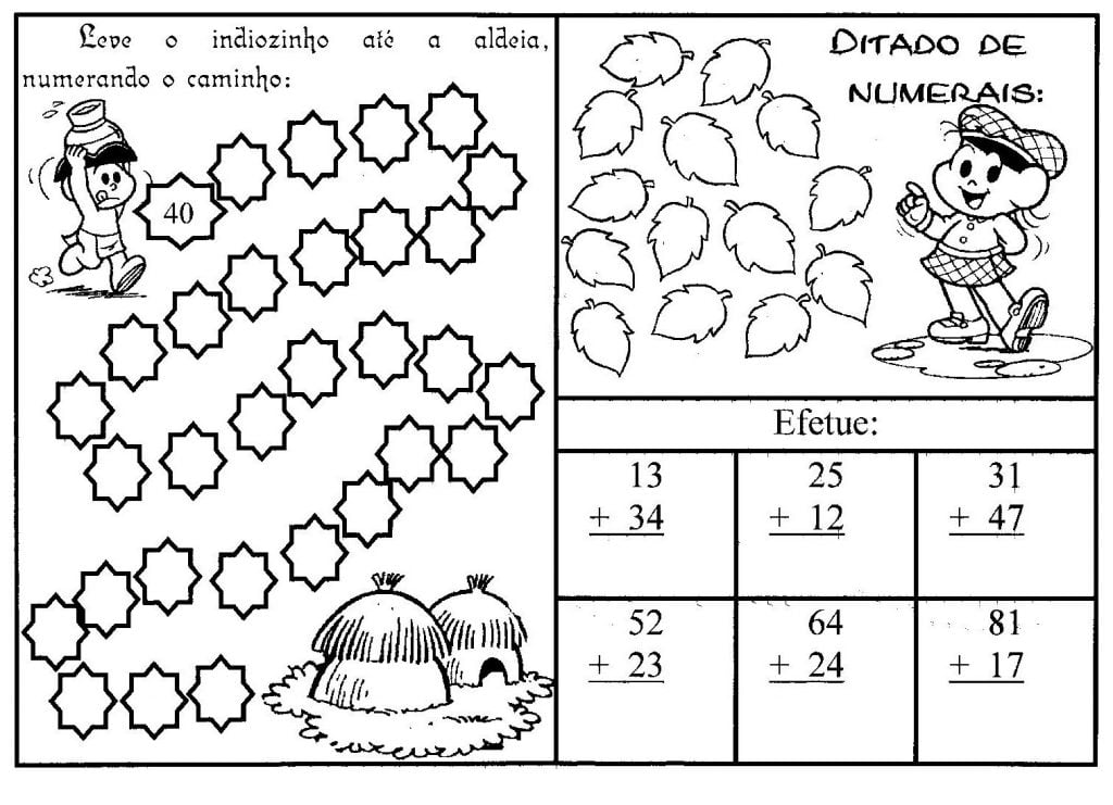 atividades de matematica 2 ano adição somo e ditado de numerais