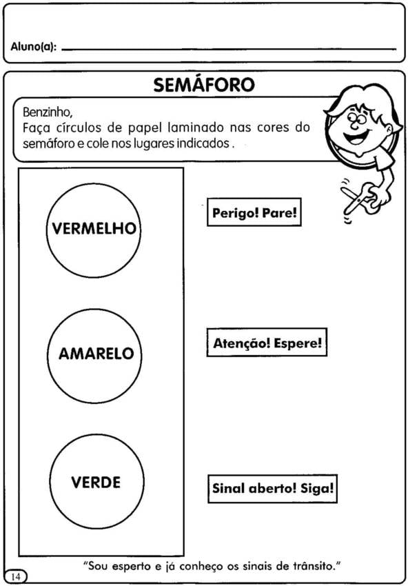 atividades ludicas sobre transito para educação infantil - Semáforo