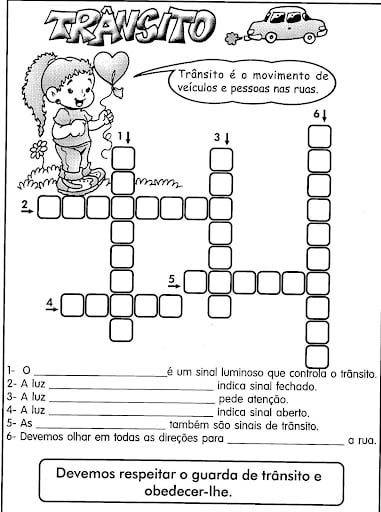 atividades sobre o trânsito 3 ano