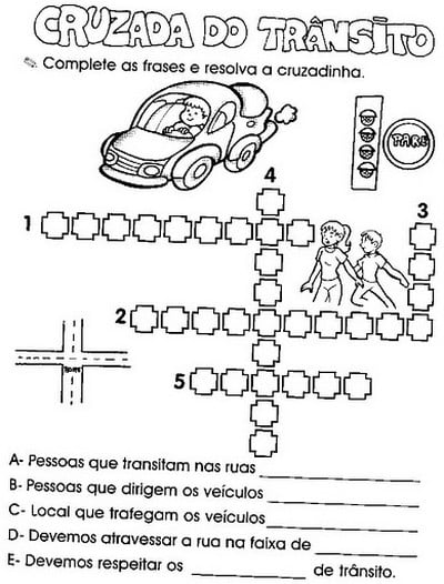 atividades sobre o trânsito para alfabetização