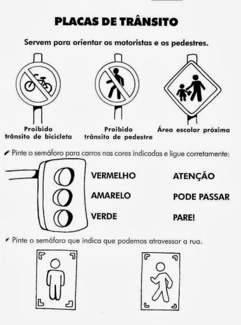 atividades sobre trânsito para educação infantil - Placas de trânsito