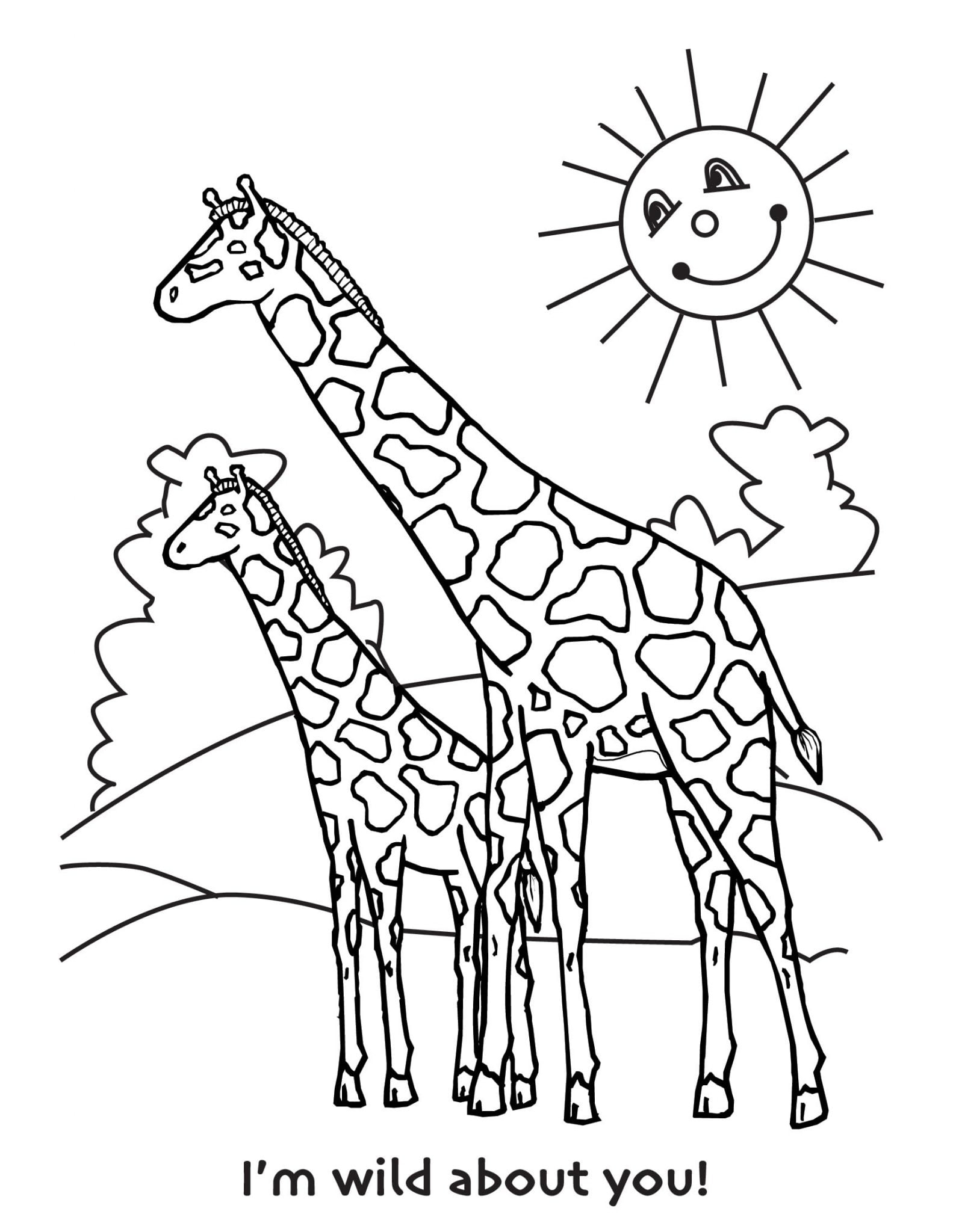 Desenho de Girafa para colorir - Moldes para EVA e artesanato