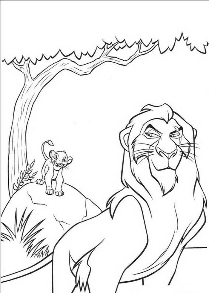 Scar e Simba desenhar leão