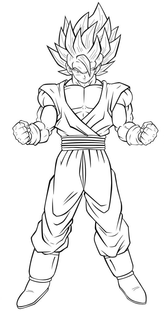 goku desenho em posição de combate