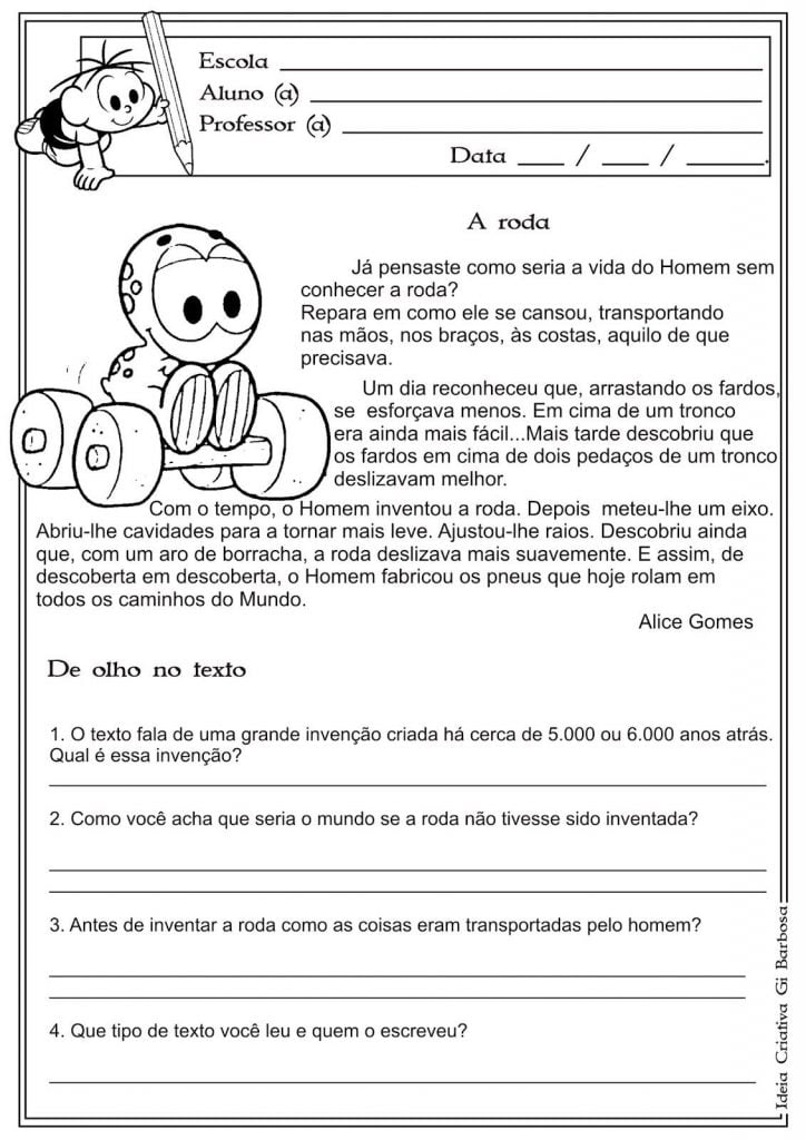 leitura e interpretação de texto 4 ano