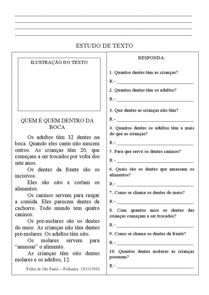 texto para interpretação 4 ano