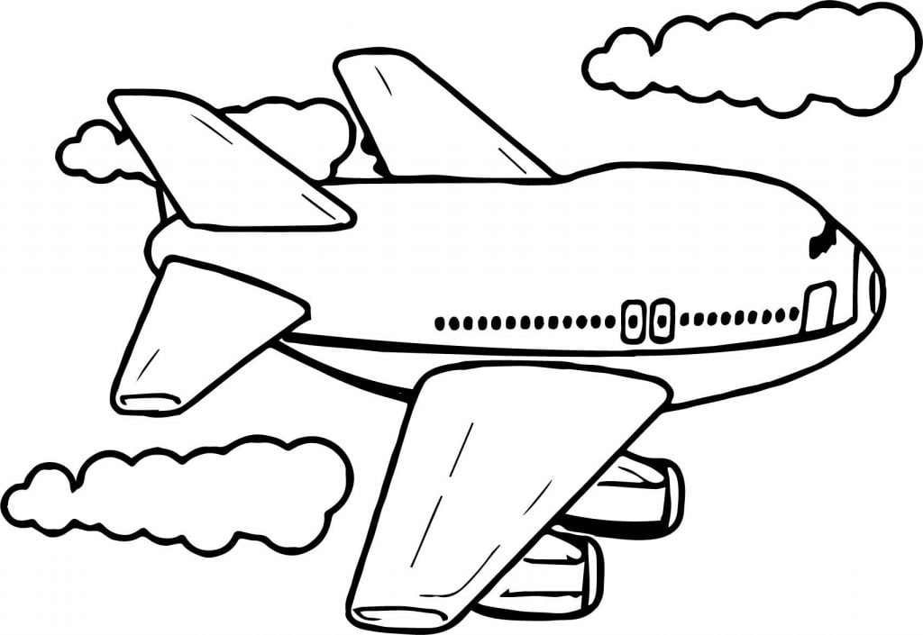 avião de desenho nas nuvens para imprimir