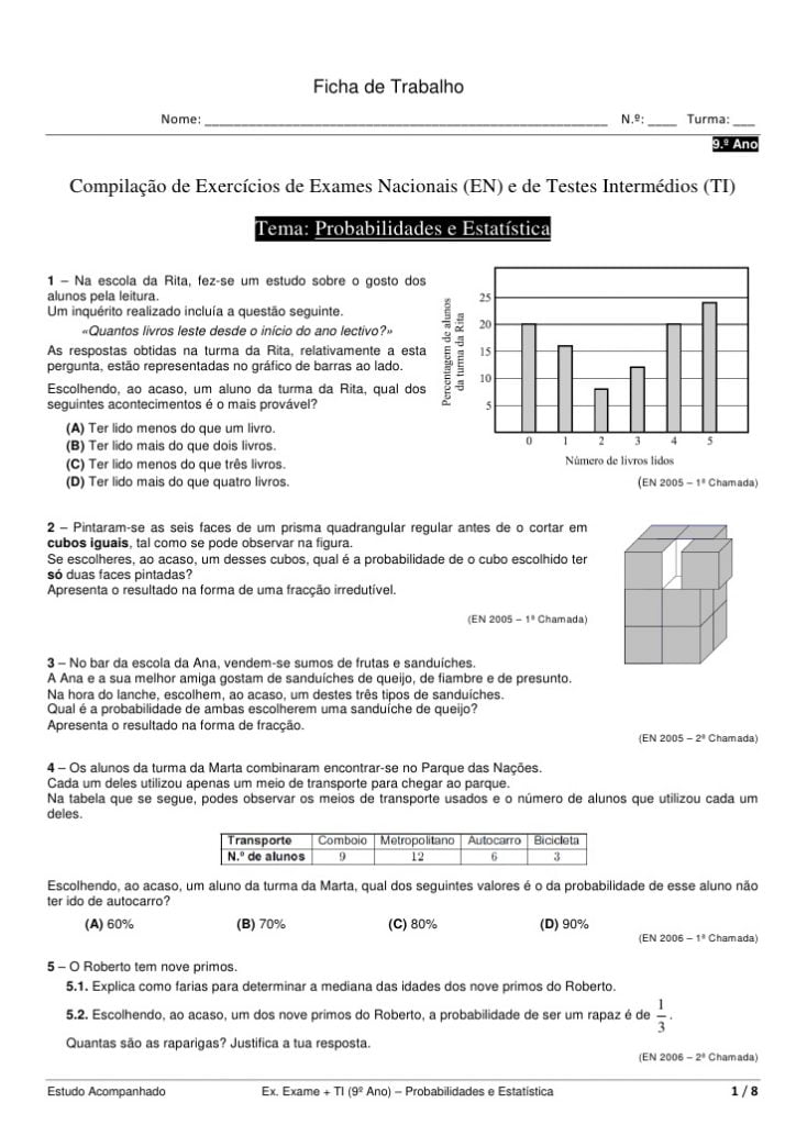 exercicios de probabilidades e estatísticas