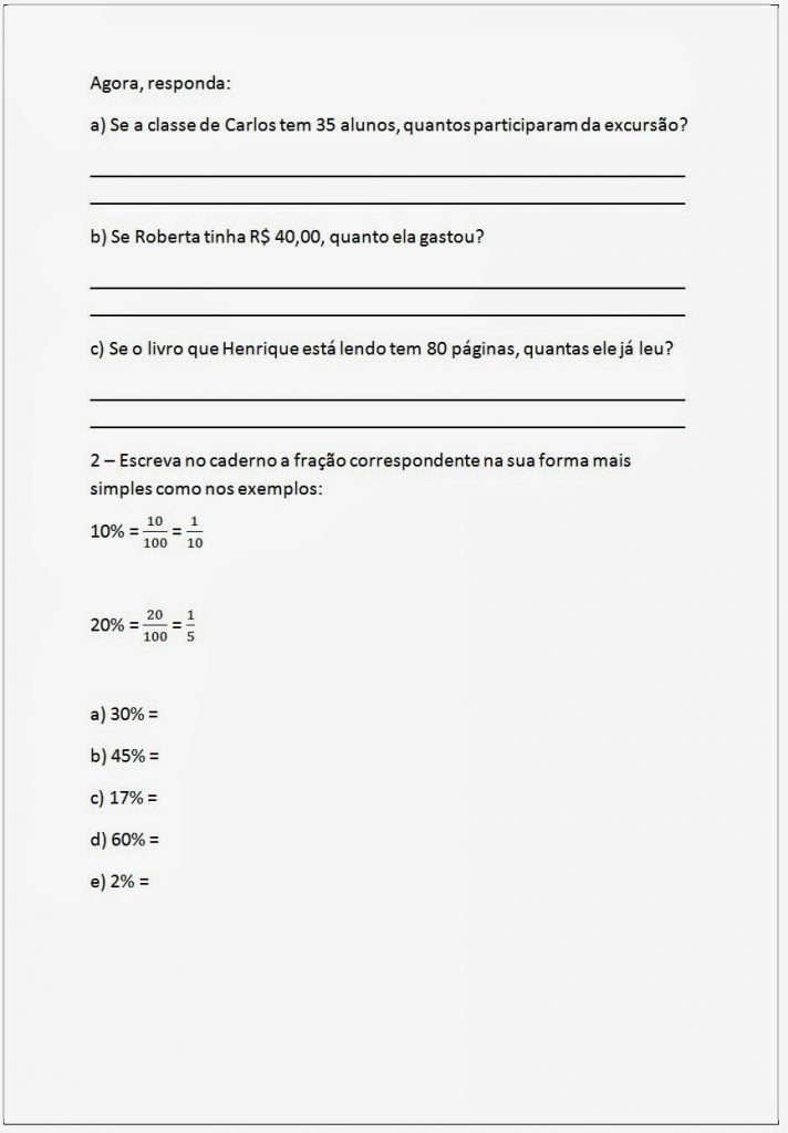 exercicios de porcentagem para concursos