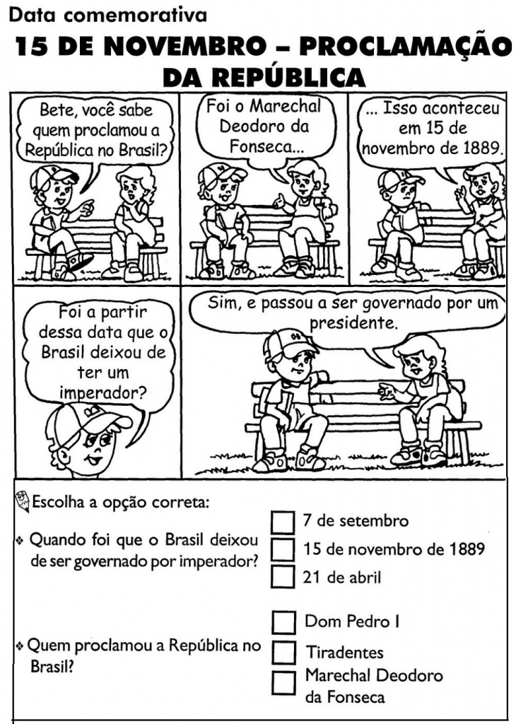 exercicios Proclamação da República 2 ano imprimir