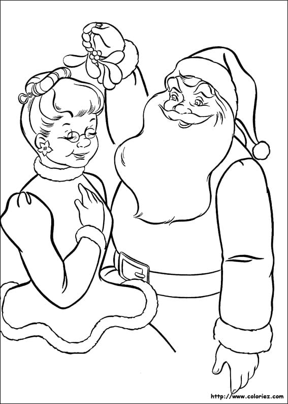 mamae noel e papai noel para colorir