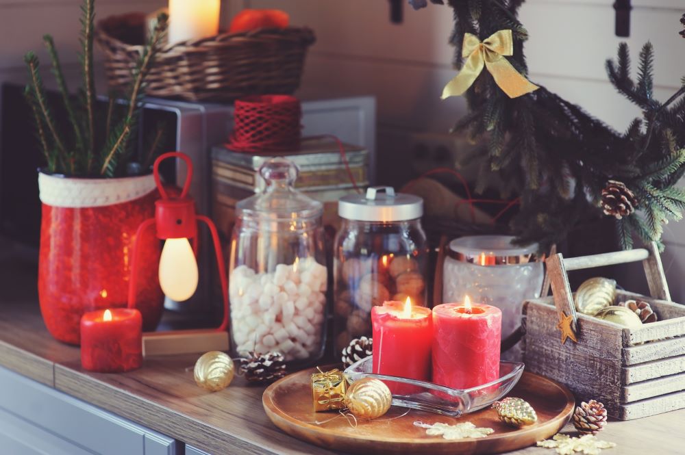 velas de natal para decorar cozinha