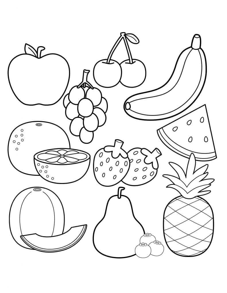 Desenho de frutas para colorir