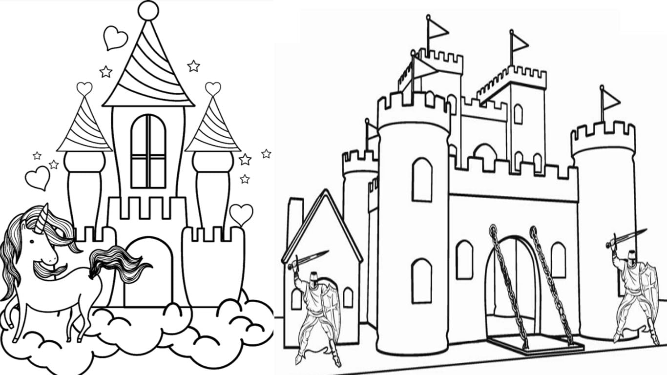 desenho de castelo para colorir e imprimir