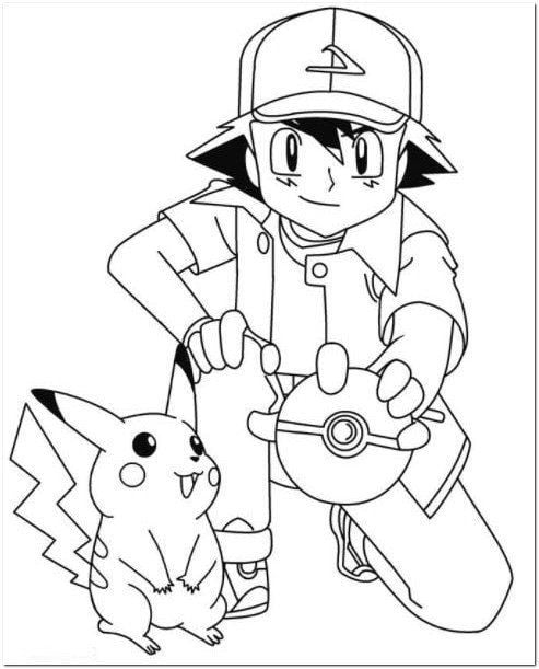 desenho de pokémon ash pikachu para colorir