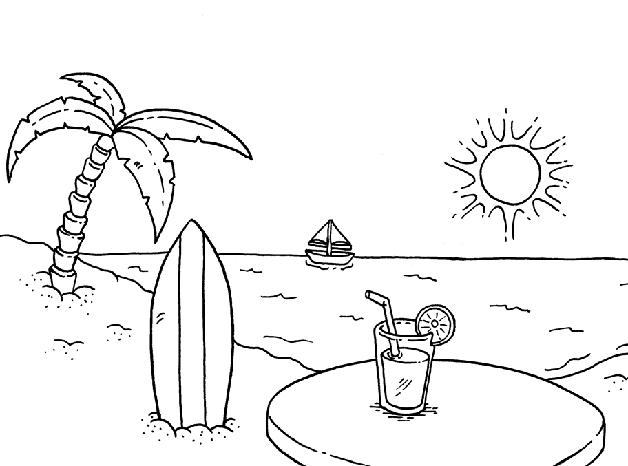 desenho de praia para atividades