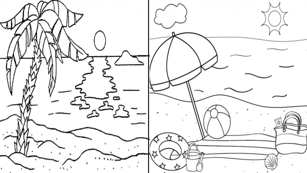 desenho de praia para colorir e imprimir