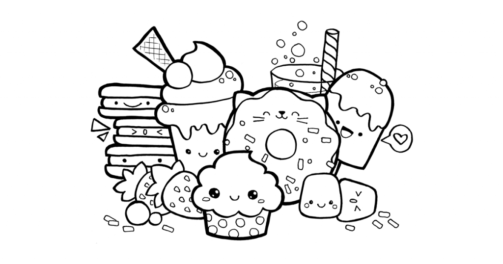 Kawaii de Comida para colorir