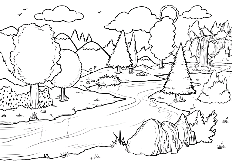 desenho de floresta para imprimir