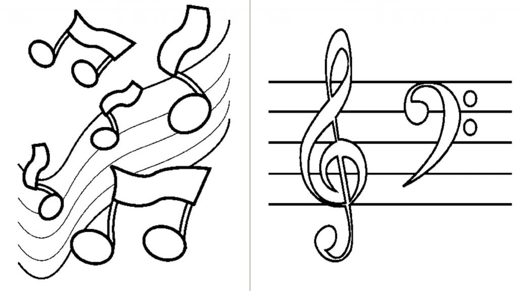 desenho e notas musicais para colorir e imprimir