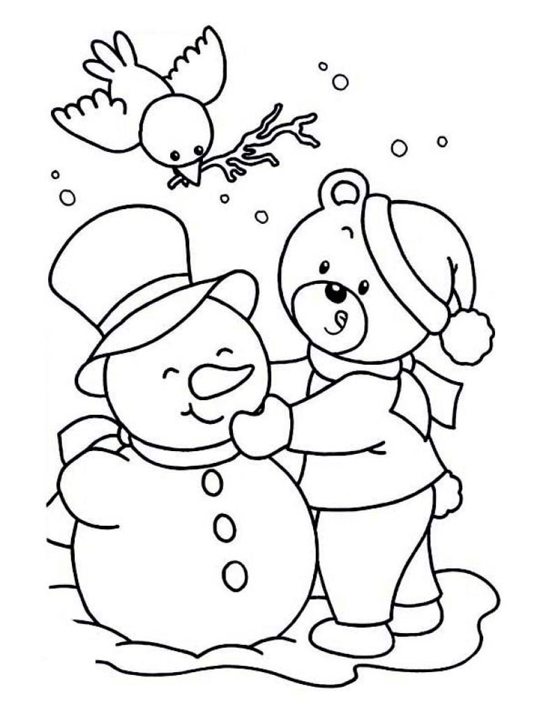 imagem de boneco de neve para colorir