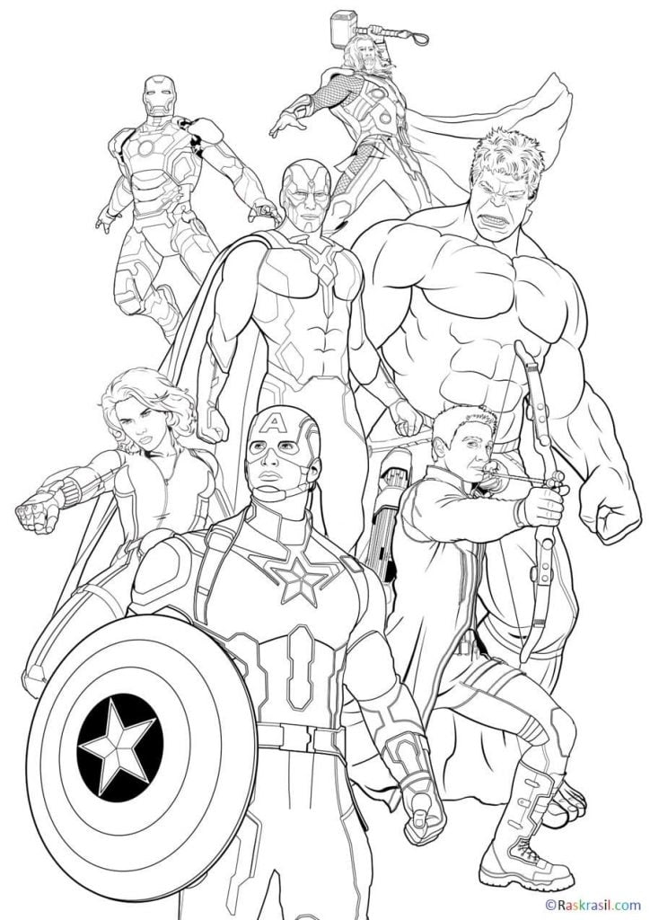 vingadores para colorir