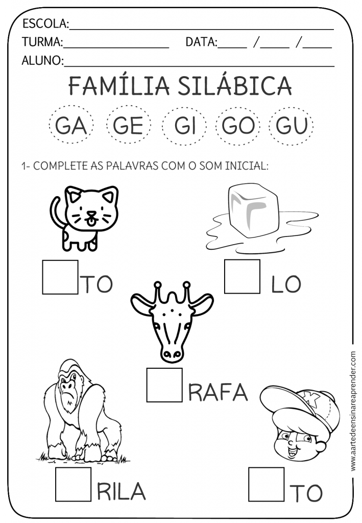 Família Silábica do G exercicios