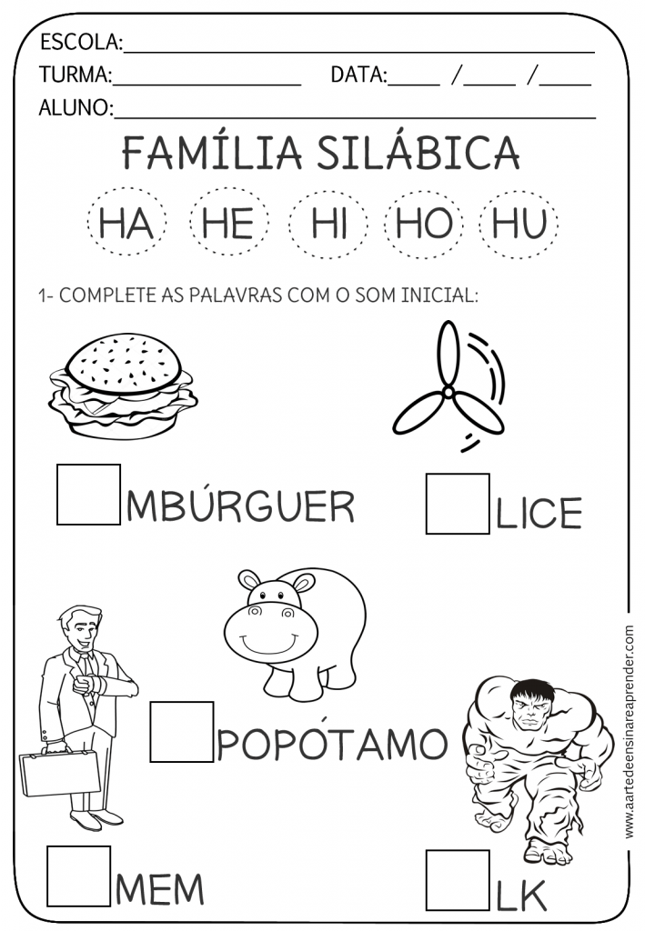 Família Silábica do H