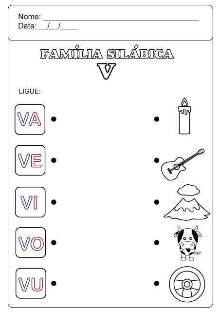 exercicios Família Silábica do V