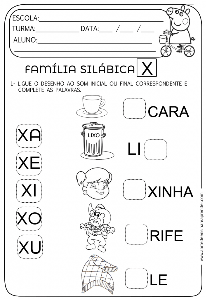 Família Silábica do X atividades