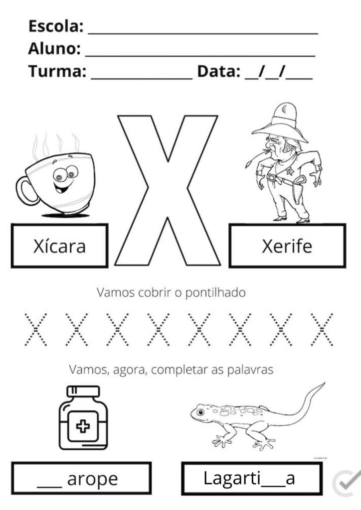 Família Silábica do X exercícios