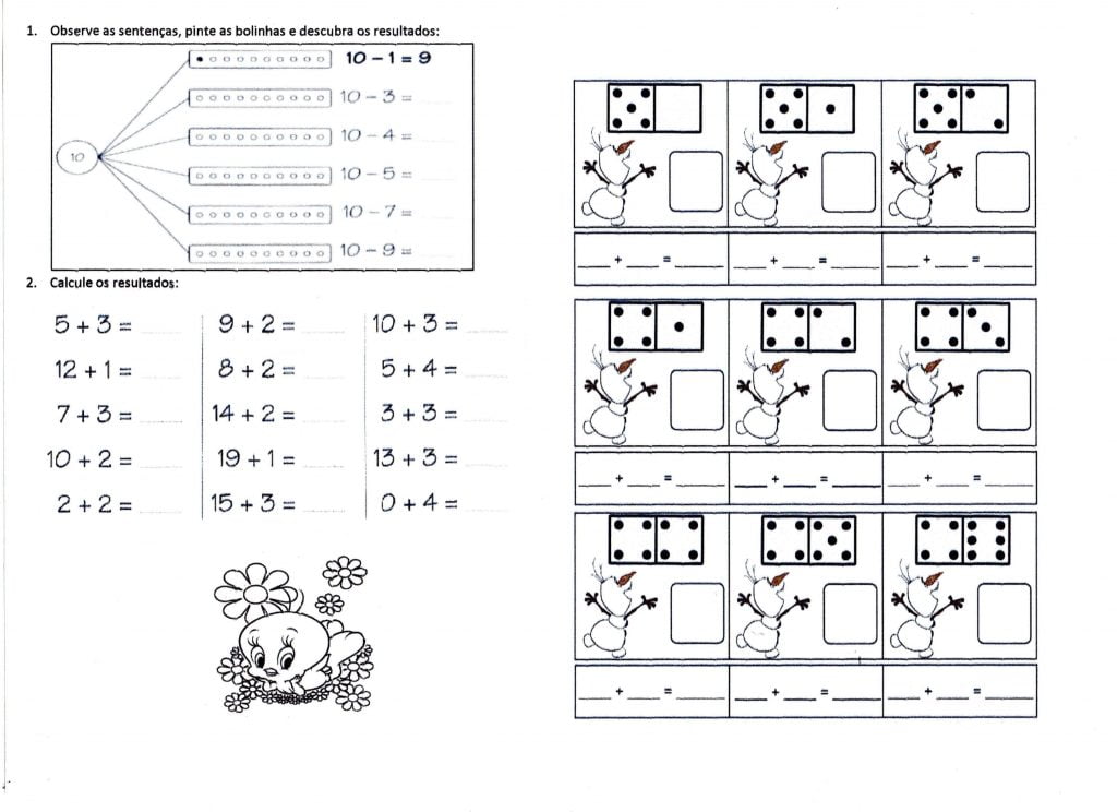 Atividades de adição 1 ano para sala de aula