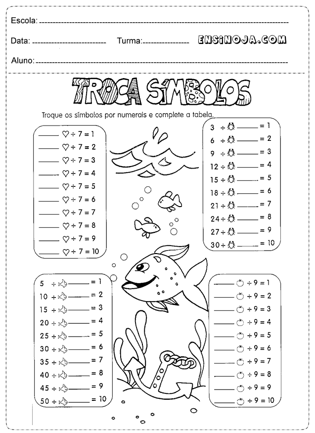 Atividades de divisão 3 sala de aula
