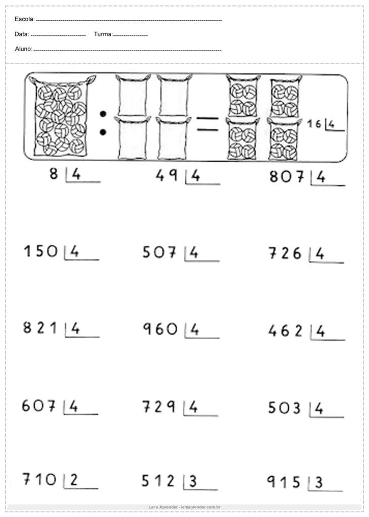 Atividades de divisão 4 professores